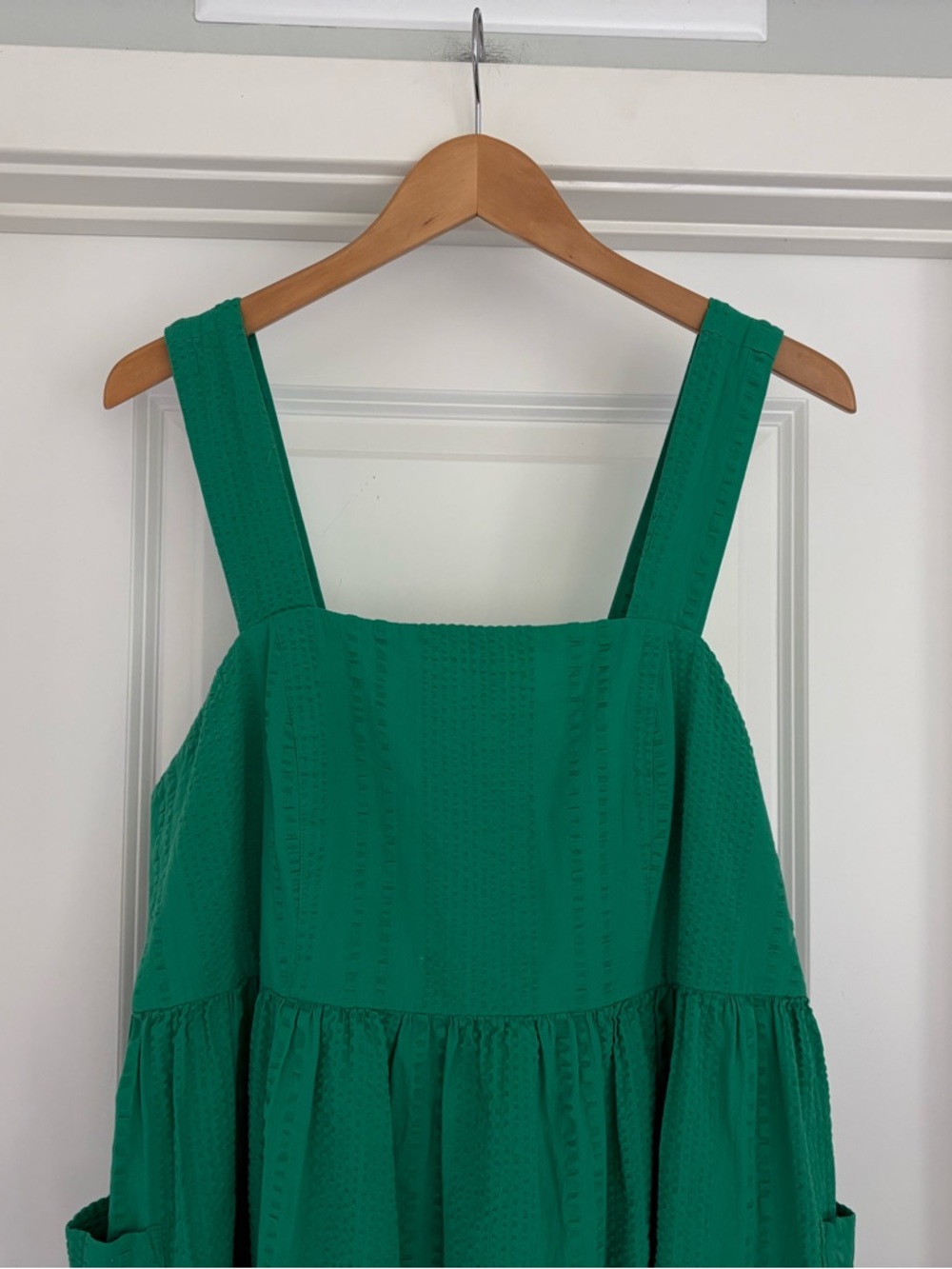 Sonoma 100% Cotton Crinkle Kelly Green Midi Dress XL - Picture 4 of 9
